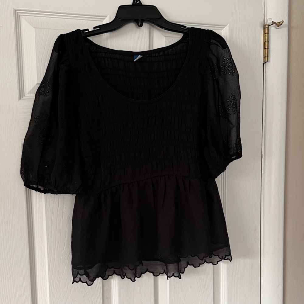 Old Navy Black Sheer Blouse